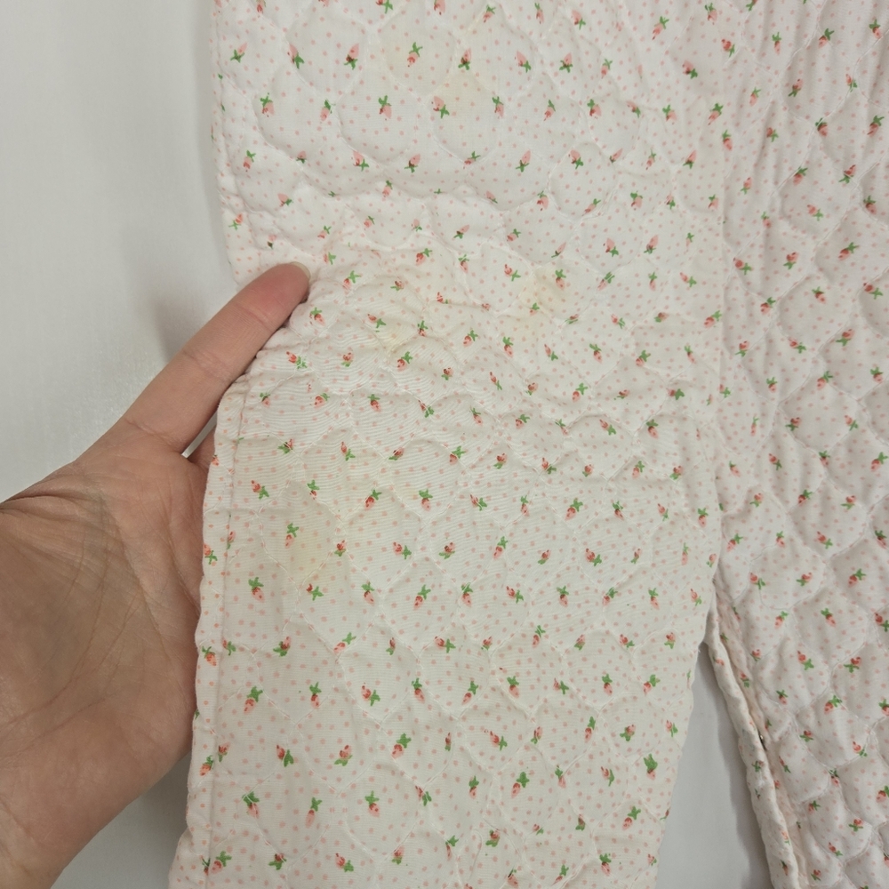 VTG Tiny Tots Baby Girl 12 months Quilted overalls Pink Floral Carrot Romper 90s - Picture 9 of 17